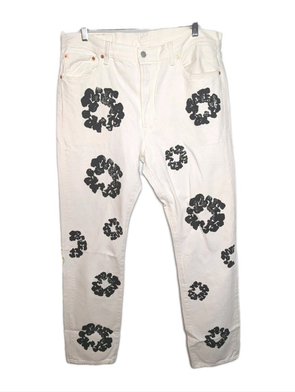 Levi's Jeans X Denim Tears Floral Embroidered White Straight Men Size 36